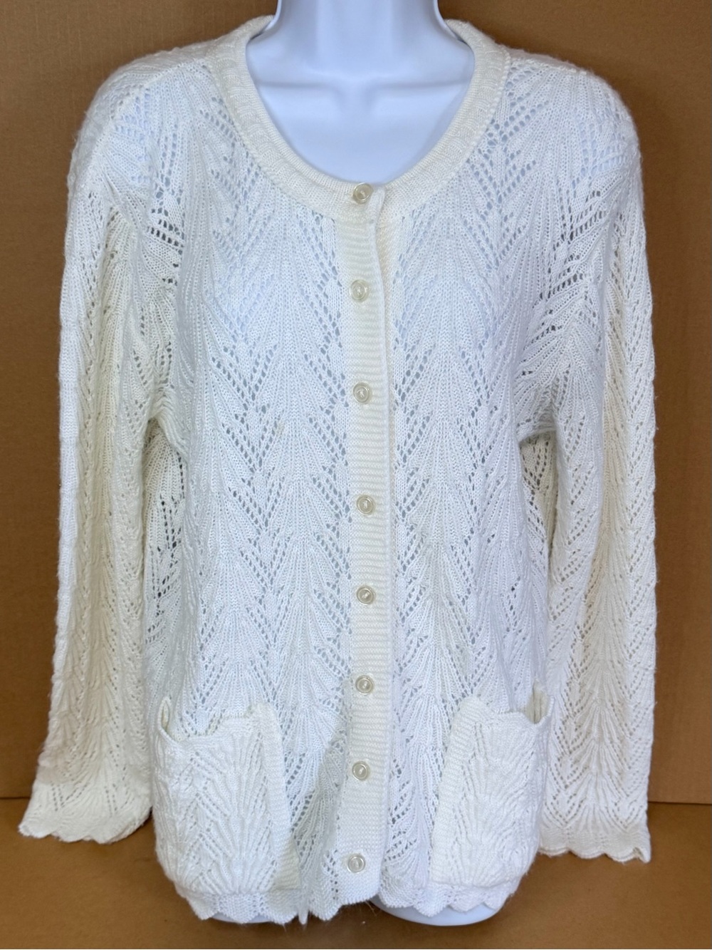 Vintage 70s Cuddle Knit Wintuk Mixed Pattern Cardigan Sweater Grannycore Women L